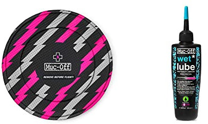 Muc-Off Bolt Disc Brake Covers, Set of 2 - Washable Neoprene Protective Covers for Bicycle Disc Brakes & 967US Wet Chain Lube, 120 Millilitres - Biodegradable Bike Chain Lubricant