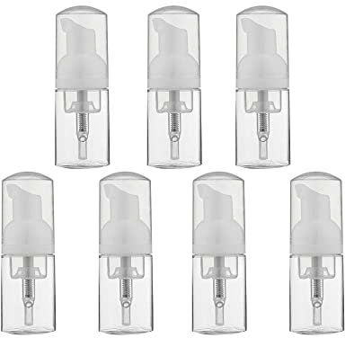 7-Pack 30ml Plastic Foamer Pump Bottle Empty Foam Dispenser Bottle Travel Soap Bottle for Cleaning, Hand Soap Foaming, Shampoo, Cosmetics Packaging (Transparent)
