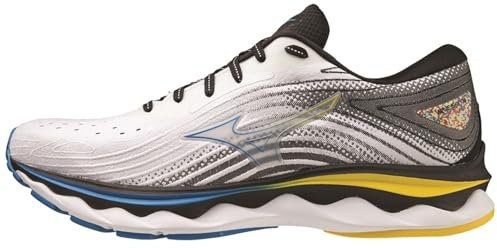 Mizuno Herren Wave Sky 6 Traillaufschuhe, Weiß, Cybergelb, Ibunting, 41 EU