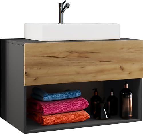 VCM Lavabo de Dos Senos, Ancho 80 cm/Mueble de baño con Lavabo, Lavabo de baño, Armario, cerámica Lendas II