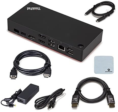 Lenovo ThinkPad Universal USB-C Dock (40AY0090) + SOVVYDIGN HDMI Cable + SOVVYDIGN DisplayPort Cable + Starter Bundle
