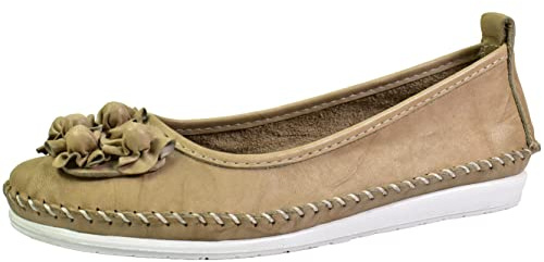 Andrea Conti Damen Ballerina Slipper softes Leder Keilabsatz bequem 0027987