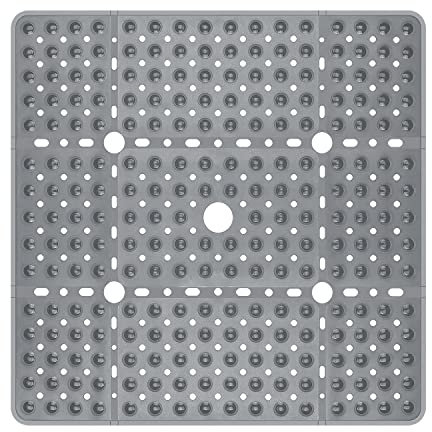 Lurowo Duschmatte rutschfest 70x70cm,Quadratische Badematte rutschfest mit Saugnäpfen, Badewannenmatten BPA frei, latexfrei,Antirutschmatte für Dusche oder Badewanne Maschinenwaschbar (Klar Grau)