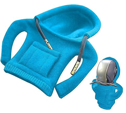 FiveMileBro Schaltknauf hoodie, schalthebel hoodie, auto schaltknauf abdeckung, schaltknauf-dekoration, auto-innenraum, lustige hoodies schaltknaufschutz für auto (Blue)