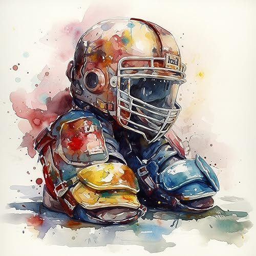 OfFsum Diamond Painting American Football Player Equipment-2 Kit for a Adults Full Drill Paint with Diamond Art DIY Scenery Painting by Number Kits Art Wall Home Decor 15.7x19.7 inch