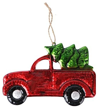 Homoyoyo Xmas Truck Ornament Christmas Tree Ornaments Vintage Car, Xmas Car Decor Pickup Truck Decoration Ornament for Xmas Holiday Party Supplies Glass Truck Ornament