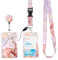Porte Badge avec Cordon Tour de Cou, Lanyard Strap Neck avec Swivel Lobster Clasp, Porte Carte pour Bureau École, Carte de Bus (MABRE ROSE)