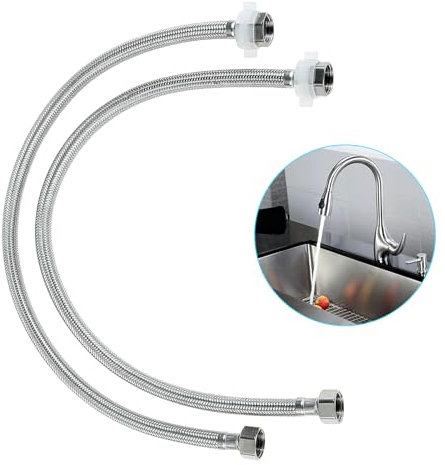 BOWAREPRO 2 Stück Flex Schlauch Armatur, Edelstahl Anschlussschlauch G1/2 x G1/2, Panzerschlauch Wasserhahn, Dusche Umflechtung Flexschlauch für Wasserhahn Mischbatterie (60cm)