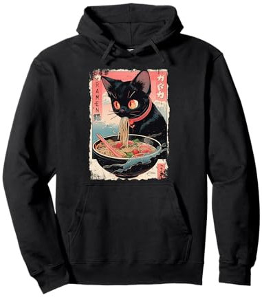 Ramen Nudeln Katze Japan Y2K Kawaii Retro Katzen Manga Anime Pullover Hoodie
