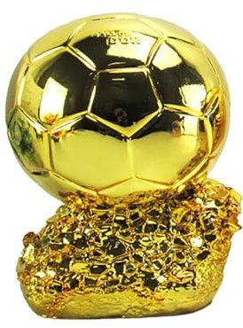 MDATT Football Golden Ballon Trophy Champion Trophy World's Best Player MVP Shooter Awards World Cup Replik Resin Crafts Souvenir Gifts,15CM-Without Lettering Board