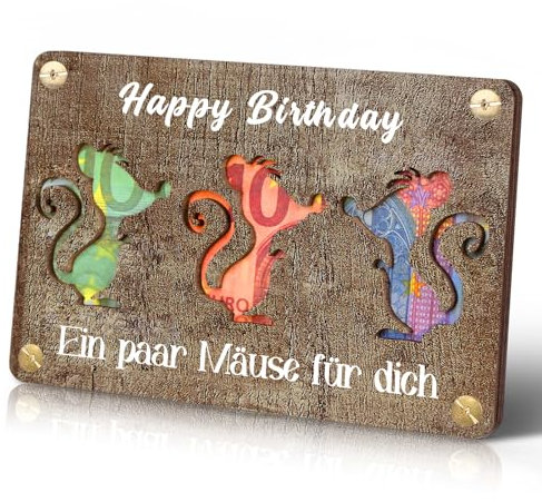 Xinkfir Geldgeschenk Geburtstag, Kreatives Geburtstagskarte aus Holz im Kleinforma, Originelle Geld geschenke Verpackung, Geburtstag Geldkarte (Schwarz)