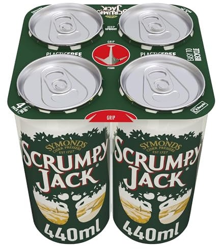 Symonds Cider Pressers Scrumpy Jack English Cider Can 4 x 440ml Multipack, 6% ABV, Specially Selected, Locally Sourced, British Green Apples, Refreshing Dry Sparkling Cider