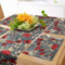 ABAKUHAUS Mohnblume Tischläufer & 4 Stück Tischsets, Abstraktion eines wachsenden Blumengartens hinterlässt botanische Moderne Natur, Set für die Tischdekoration, 180 cm x 40 cm, Grau Rot Beige