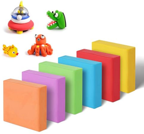 6Stk Weich Knetbar Radiergummi, Bunt Kinder Knetgummi Art Eraser, Skizzieren Kunst Radierer Geknetet Knetgummi Radierer mit Etui, Staubfrei Knetradiergummi für Künstler Schulbedarf