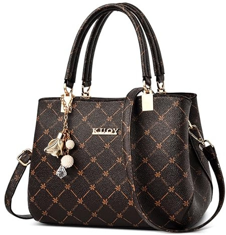 DORRISO Damen Handtasche Taschen Damen - Elegant Exquisites Anhänger Mehreren Fächern Wasserdicht PU Leder für Reisen Party Büro Urlaub Einkaufen Braun