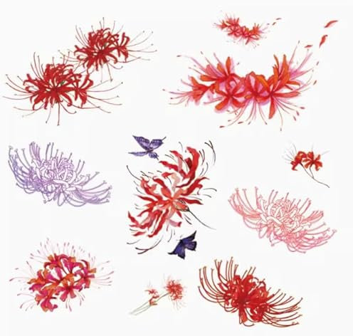 8PCS Of Red Spider Lily Clavicle Tattoo Stickers