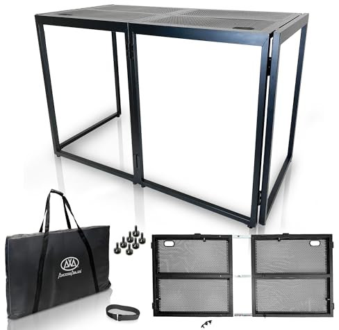 AxcessAbles Portable DJ Table XL – 54” x 27” Music Workstation | 35” Standing Height, 400lb Capacity | Collapsible FOH Sound Desk for DJs, Mixing Consoles, Guitar Techs| Recording Desk | DJ Booth