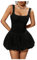 GORGLITTER Women's Flared Mini Bubble Dress Sleeveless Puff Knit Y2K Cute Tank Puffball Dress Black M