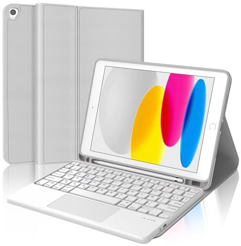 WINCHKING Clavier pour iPad 9 ème - Coque Clavier pour iPad 10,2 Pouces (9ème 2021 / 8ème 2020 / 7ème 2019), Trackpad Multi-Touch, AZERTY