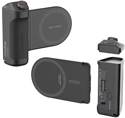 PGYTECH MagCam 3-in-1 Mobile Phone Grip Kit with MagSafe Wireless Charging/Detachable Bluetooth Remote for iPhone 12/13/14/15/16/Android 14, Phone Stand, Classic Black