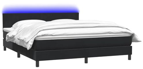 vidaXL Boxspringbett mit Matratze Schwarz 180x210 cm Samt, Bett, Bettrahmen, Doppelbett, Schlafzimmermöbel, Lattenrost, Samtbett, Polsterbett
