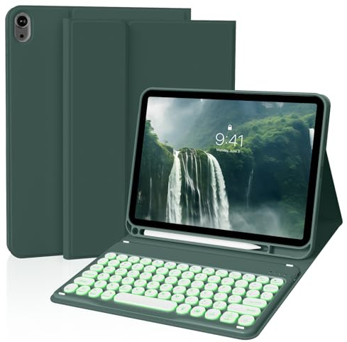 JKSML Custodia per iPad 11/10a generazione con tastiera 11 A16 2025 10a generazione 10,9 pollici 2022 copertura per tastiera wireless staccabile Folio retroilluminata sottile e leggera con