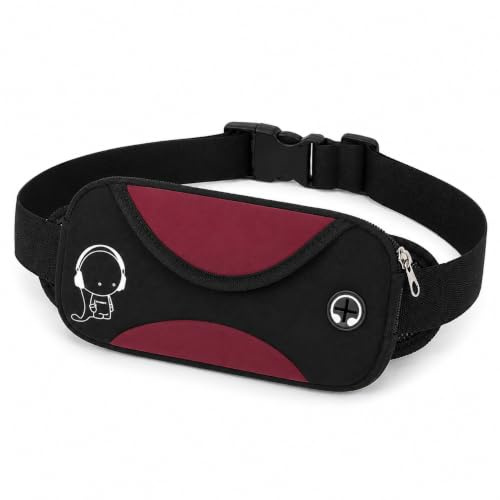 LEXICANMHS Kinder-Bauchtasche für Handy, 2 Fächer, reflektierend (Rot) | Zwei Reißverschlussfächer für Handy, Schlüssel und kleine Gegenstände Elastischer Gurt Reflektierendes Motiv