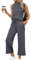 Zweiteiler Damen Ärmellose/Kurzarm Hosen Mit Weites Bein Hosenanzug 2 Teilig Leicht Tshirt Und Hose Elegant Sommeranzug Casual Sommer Outfits Bequem Jogginganzug Business Anzug(Dark Gray,XL)