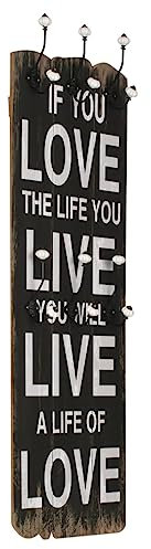 WKIEQACO Home & Garden Porte-manteau mural avec 6 crochets Love Live 120 x 40 cm