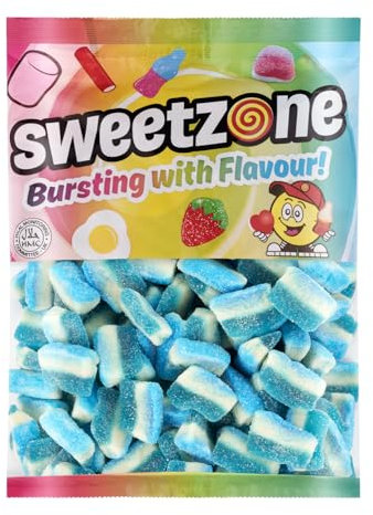 Fizzy Blue Raspberry Slices - 1kg sweets share bags pick n mix party. HALAL