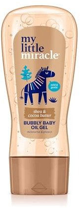 My Little Miracle Bubbly Baby Oil Gel Shea & Kakaobutter, ideal für Baby-Massage, spendet Feuchtigkeit und schützt vor Trockenheit, 200 ml