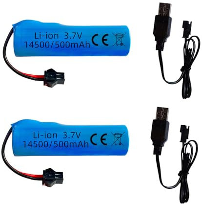 Batería de ion de litio recargable de 3,7 V 500 mAh con conector SM 2P para coche teledirigido, control remoto de acrobacias de doble cara, pequeño barco RC, juguete anfibio teledirigido, camión RC (2