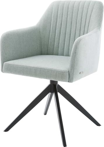 Esszimmerstuhl Greg-Flex Kreuzgestell breit Schwarz Stripes Mint 360° drehbar Wippfunktion Taschenfederkern