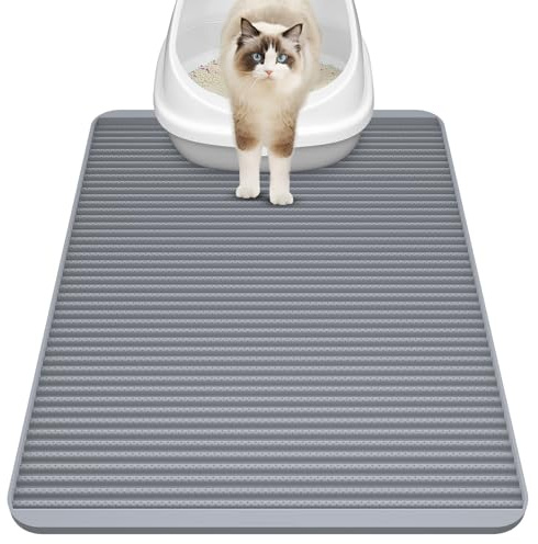 Silikon Katzenklo Matte – 79 x 58.5 cm Katzenstreu Matte Groß, Wasserdicht Katzenmatte Katzenklo, rutschfest, Langlebig, Leicht zu Reinigen, Streukontrolle & Waschbare Katzenmatte für den Boden