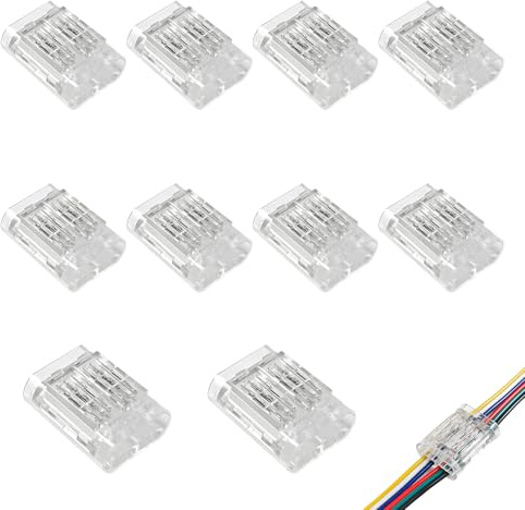 10 PCS Kabelverbinder, 6 Polig Transparent Connector Verbindungskabel Verbinder Elektro Steckverbinder Verlängerungskabel Verbinder Lückenlose Stecker LED Strip Connector für 0.35-0.5 mm² (AWG22–20)
