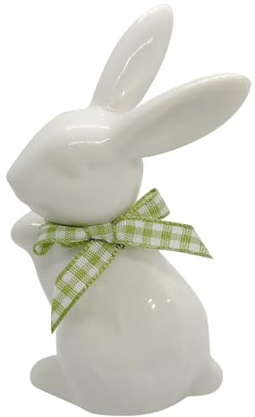 Oster-Keramik-Hasen-Figur, weißes Porzellan, Osterhase, moderne Kunst, Heimdekoration für Frühlingsparty, Tischdekoration, Dekoration
