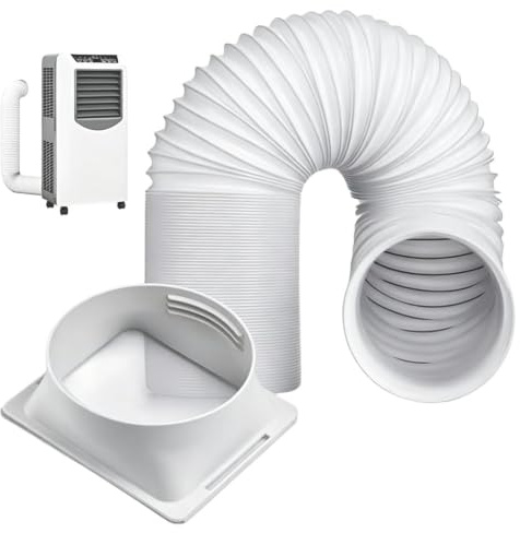 Tubo Aire Acondicionado Portátil de 15cm Diámetro con Conector Cuadrado | Manguera de Escape Flexible de 150cm, de ABS para Climatizador Móvil en Dormitorio y Oficina