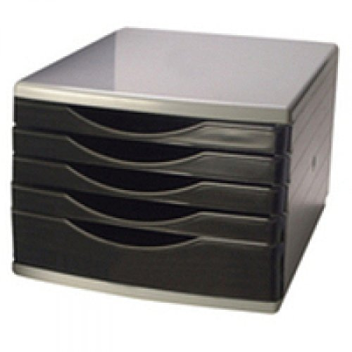 Q-Connect 5 Drawer Tower Black and Grey (Dimensions: L345 x W290 x H220mm)