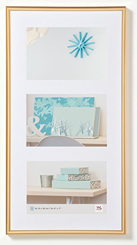 walther design Bilderrahmen gold 3x 13x18 cm Galerie mit Passepartout, New Lifestyle Kunststoffrahmen KV338G
