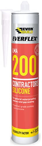 Everbuild Everflex 200 Contractors LMA Silicone Sealant – Suitable for Interior and Exterior Use – Quick Curing – Waterproof – Transparent – 295ml