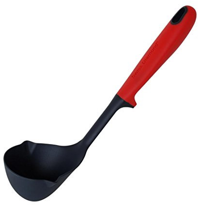 Swiss Diamond SDT03 Schöpfkelle aus Silikon, Metall, mit 2 Ausgießern, 32 cm