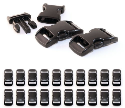 Ganzoo Klickverschluss Kunststoff, 20 Stück, 3/8 Zoll, 10mm Gurtmaß, 30mm x 15mm, Steckschließer, Schnalle, Paracord 550 Armband, Rucksackverschluss, DIY Projekte, schwarz
