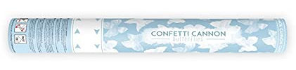 12 Konfetti-Kanonen 40cm zur Hochzeit, Party oder Geburtstag (Weiße Schmetterlinge)