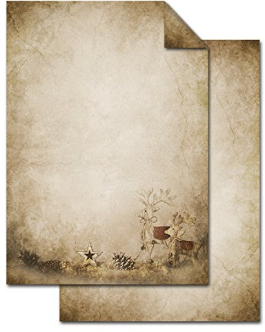 Logbuch-Verlag 100 Blatt Weihnachten Papier A4 Rentier vintage Weihnachtsbriefpapier weihnachtlich Druckerpapier Motivpapier Weihnachtspapier 100g/m²