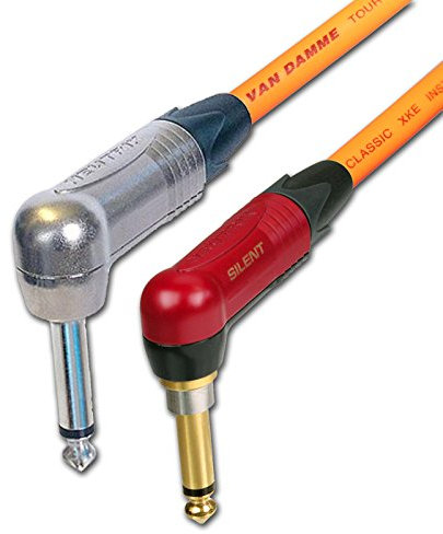 Neutrik SILENT Guitar Jack to Jack Lead. Van Damme Cable. Angled 1m 3m 6m 5m 10m (15cm, Orange)