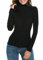 Damen Langarm/Kurzarm/Ärmellos Falscher Rollkragen Rundhals Stretch T-Shirt Top