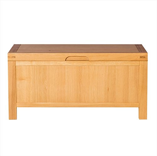 RoselandFurniture Abbey Light Oak Blanket Box, Ottoman Shoe Storage Bench Chest | Large Solid Wooden Trunk or Toy Box for Bedroom, Hallway or Kids Room, Fully Assembled