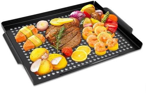 Mehe Vegetable grill basket extra large 37,1 x 29 cm più spessa antiaderente la griglia per pesce, carne, o pizza-bbq accessori campeggio pentole wok da usare come o smoke-charcoal o barbecue a gas OK