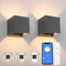 K-Bright 2 Stücke Smart Wandlampe,Dimmbar LED Wandleuchten,3000K-6000K Modern Up Down Wandbeleuchtung mit Fernbedienung,Einstellbar Abstrahlwinkel IP65 für Drinnen/Draußen,Dunkelgrau