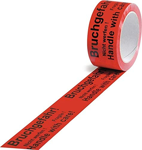 Power&Handel Warnklebeband PP,Bruchgefahr L.66 m,B.50mm rot Rl.